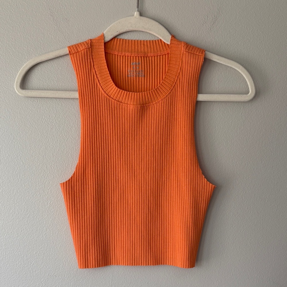 Aerie Orange Ribbed Sleeveless Crewneck Tank Top